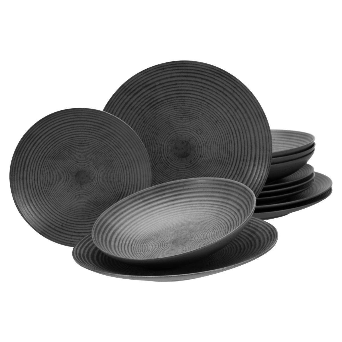 CreaTable Catania - Tellerset 12-tlg; anthrazit