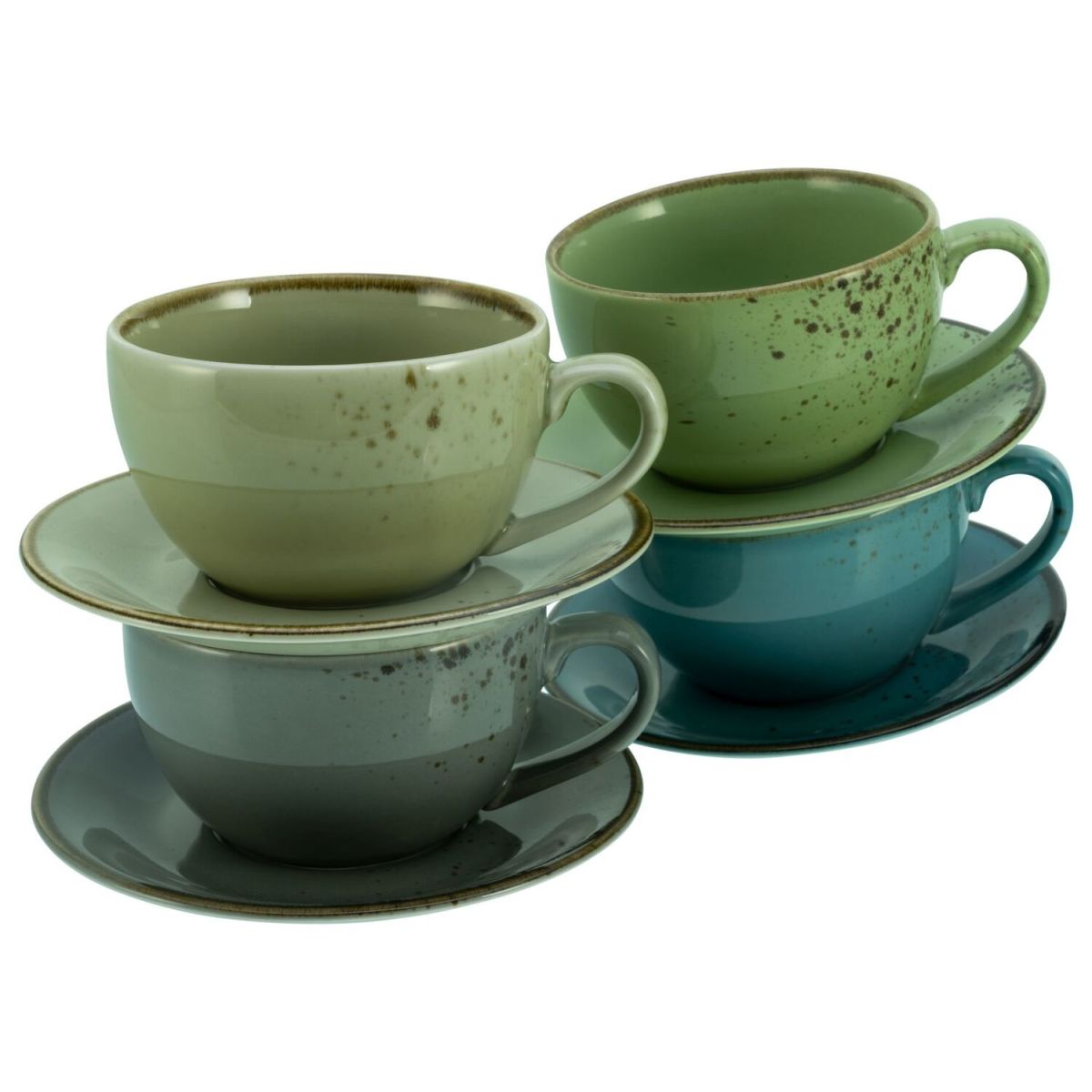 CreaTable Nature Collection - Cappuccino-Set 8-tlg; oliv/grün/petrol