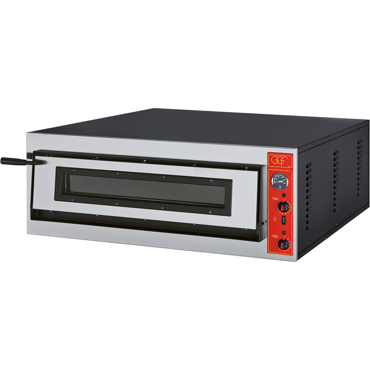 GGF Pizzaofen mit einer Kammer für 9 Pizzen Ø 300 mm, 9,6 kW; 115x102x42 cm (BxTxH); silber/schwarz