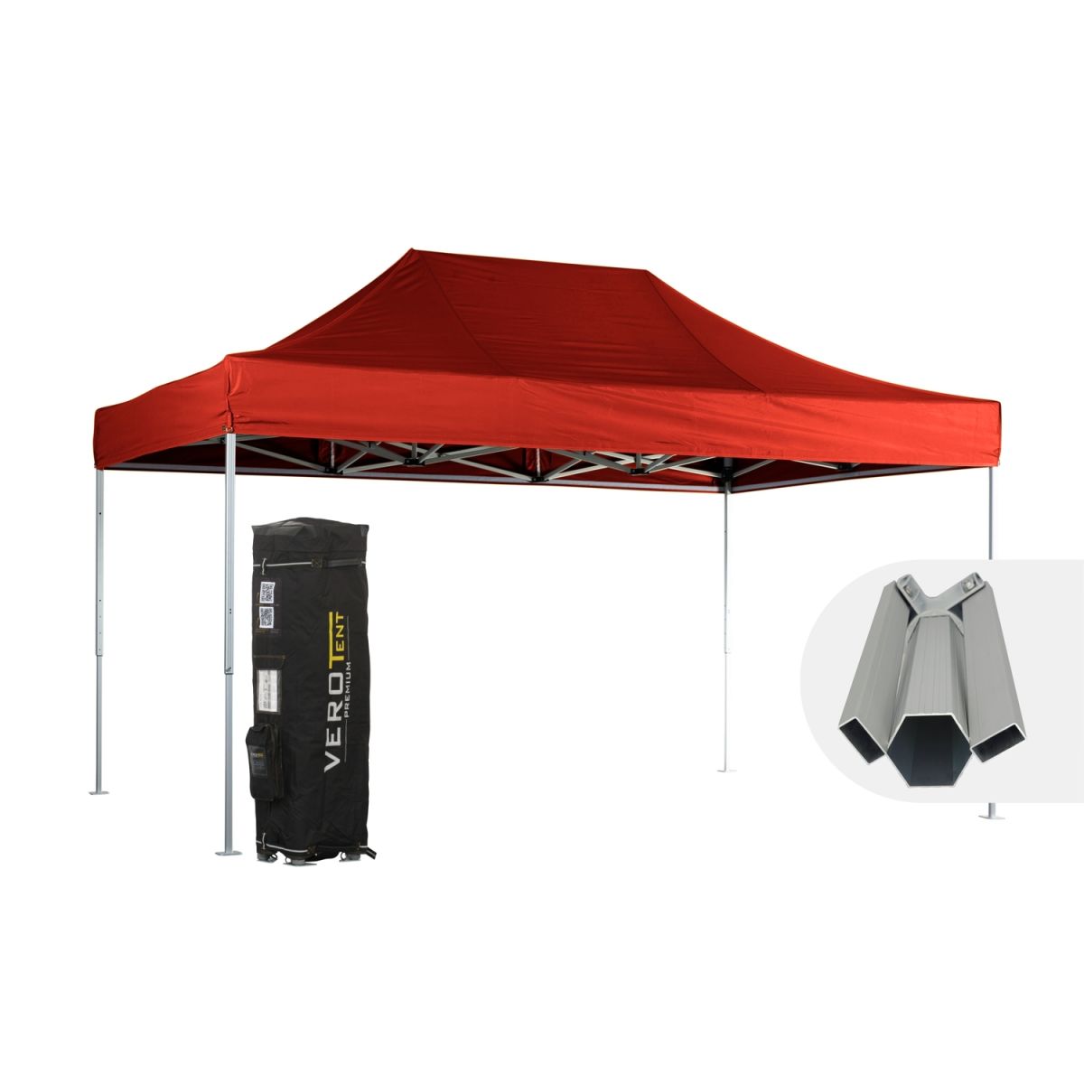 VeroTENT VeroTENT Faltpavillon 3x4,5m Budget50 mit Dach ; 300x450x330 cm (LxBxH); rot