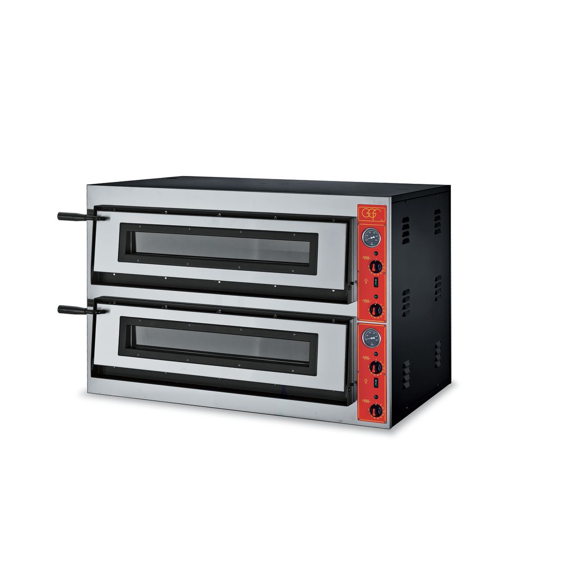 GGF Pizzaofen mit zwei Kammern für 12 Pizzen Ø 300 mm, 12,8 kW; 115x73.5x75 cm (BxTxH); silber/schwarz