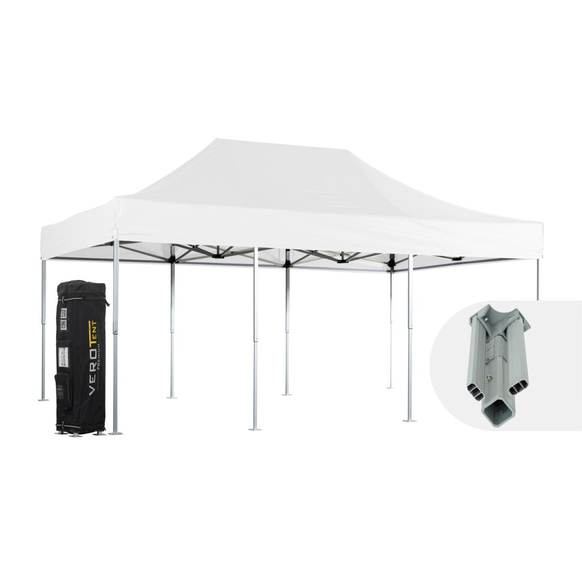 VeroTENT VeroTENT Faltpavillon 4x6m Classic mit Dach 8 Standbeine; 400x600x400 cm (LxBxH); weiß