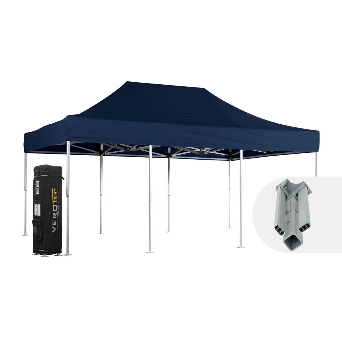 VeroTENT VeroTENT Faltpavillon 4x6m Classic mit Dach 8 Standbeine; 400x600x400 cm (LxBxH); navy