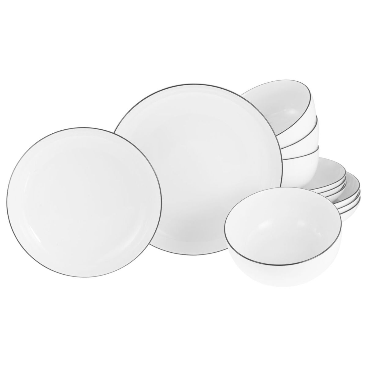 CreaTable Allround - Tellerset 12-tlg; weiß/schwarz