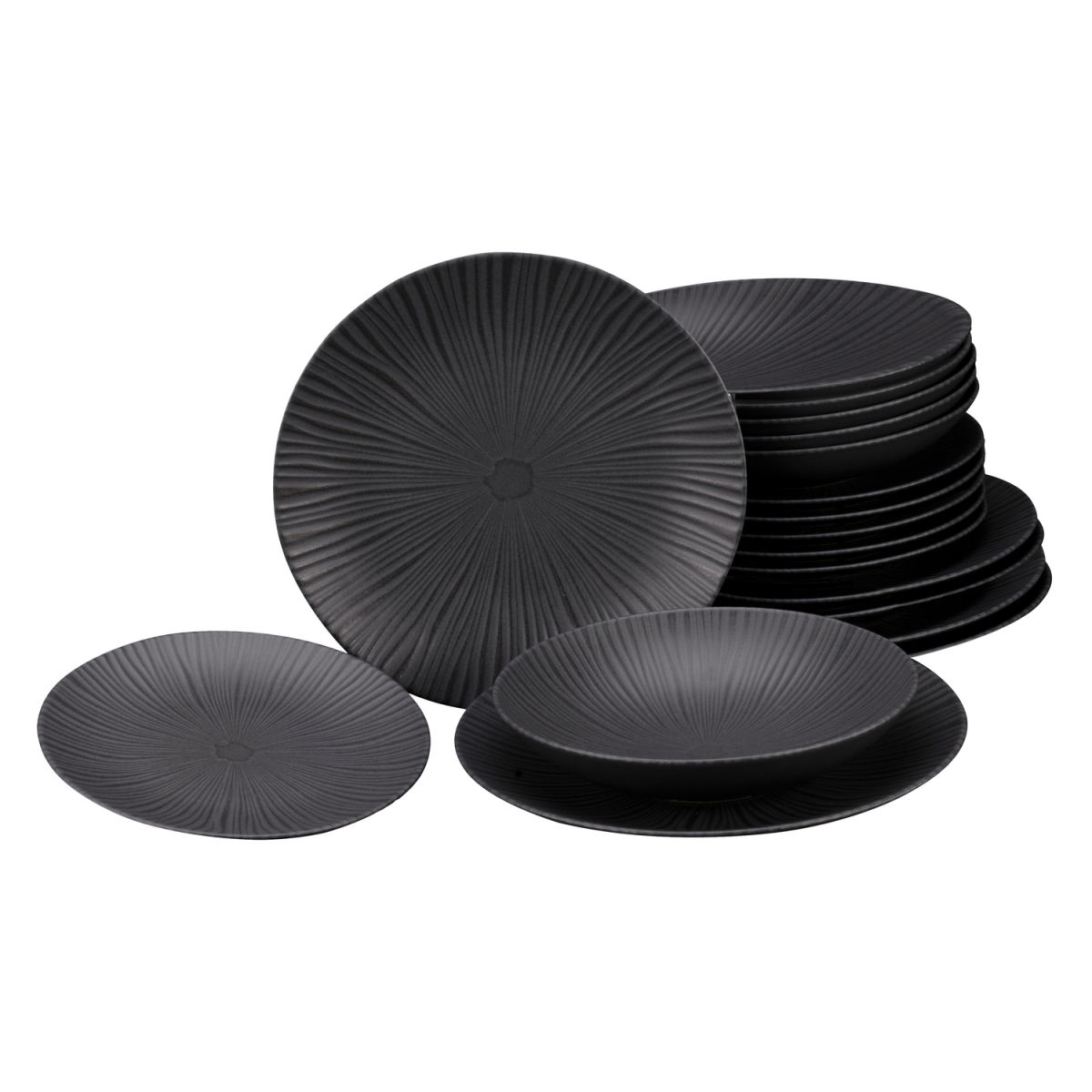 CreaTable Vesuvio Black - Tellerset 18-tlg; schwarz