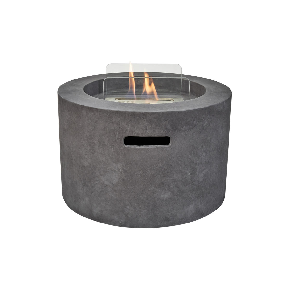 Field & Flame Acacia Bio Ethanol Feuerstelle in dunklem Betongrau; 58x58x37 cm (LxBxH); grau