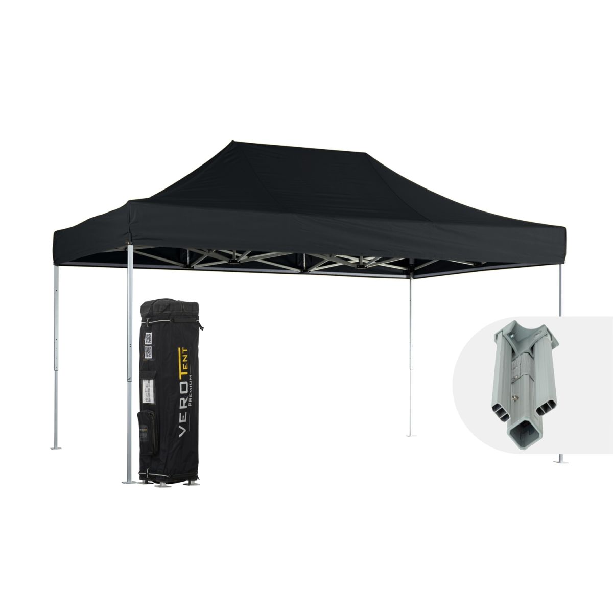VeroTENT VeroTENT Faltpavillon 3x4,5m Classic mit Dach ; 300x450x330 cm (LxBxH); schwarz