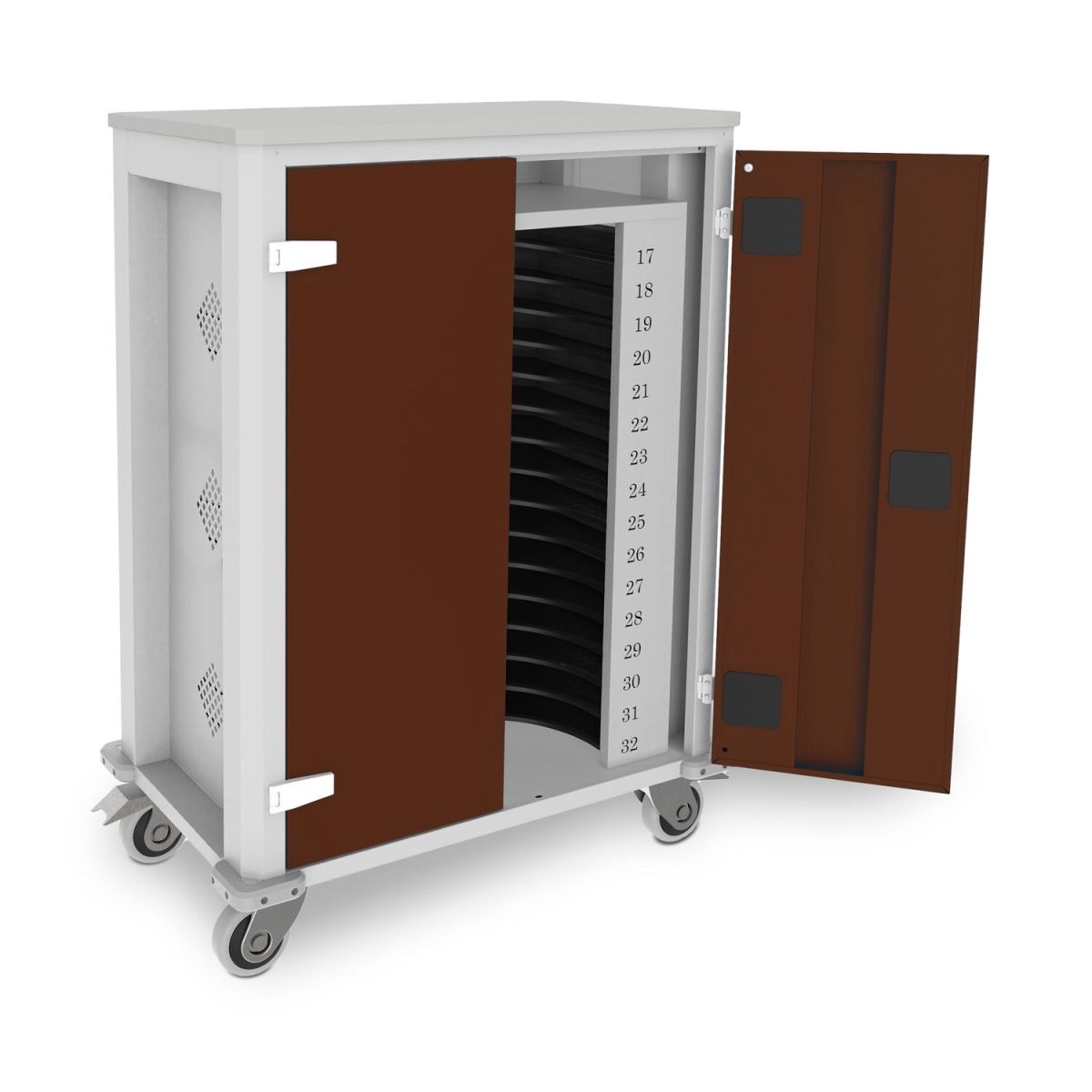 rotstahl Tabletwagen Power für 32 Tablets mit lichtgrauem Korpus; 73x44x105 cm (BxTxH); bordeaux/grau