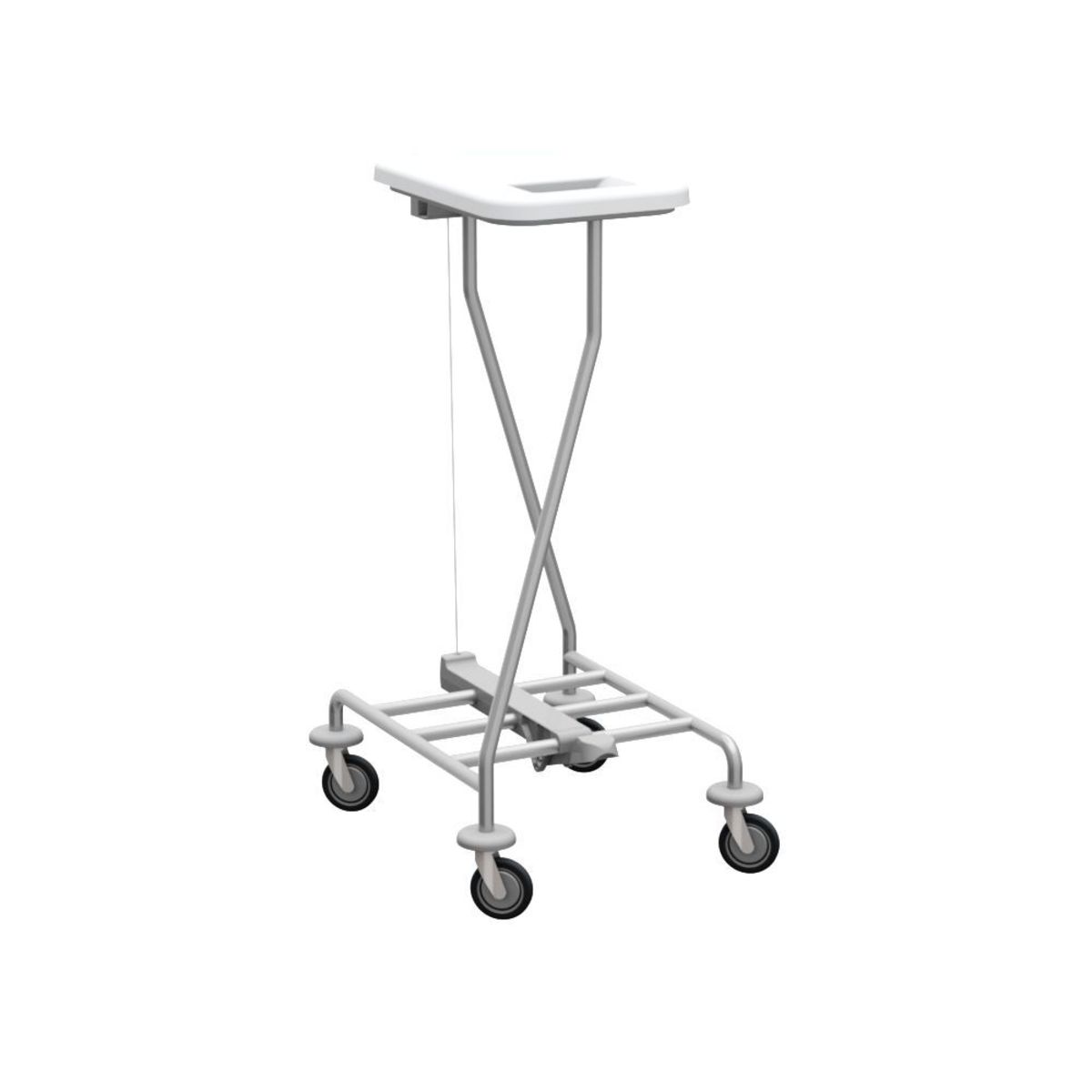 QUATRO Sammelwagen für Wäsche und Abfall mit Pedal EINZEL; 44x95 cm (BxH); silber