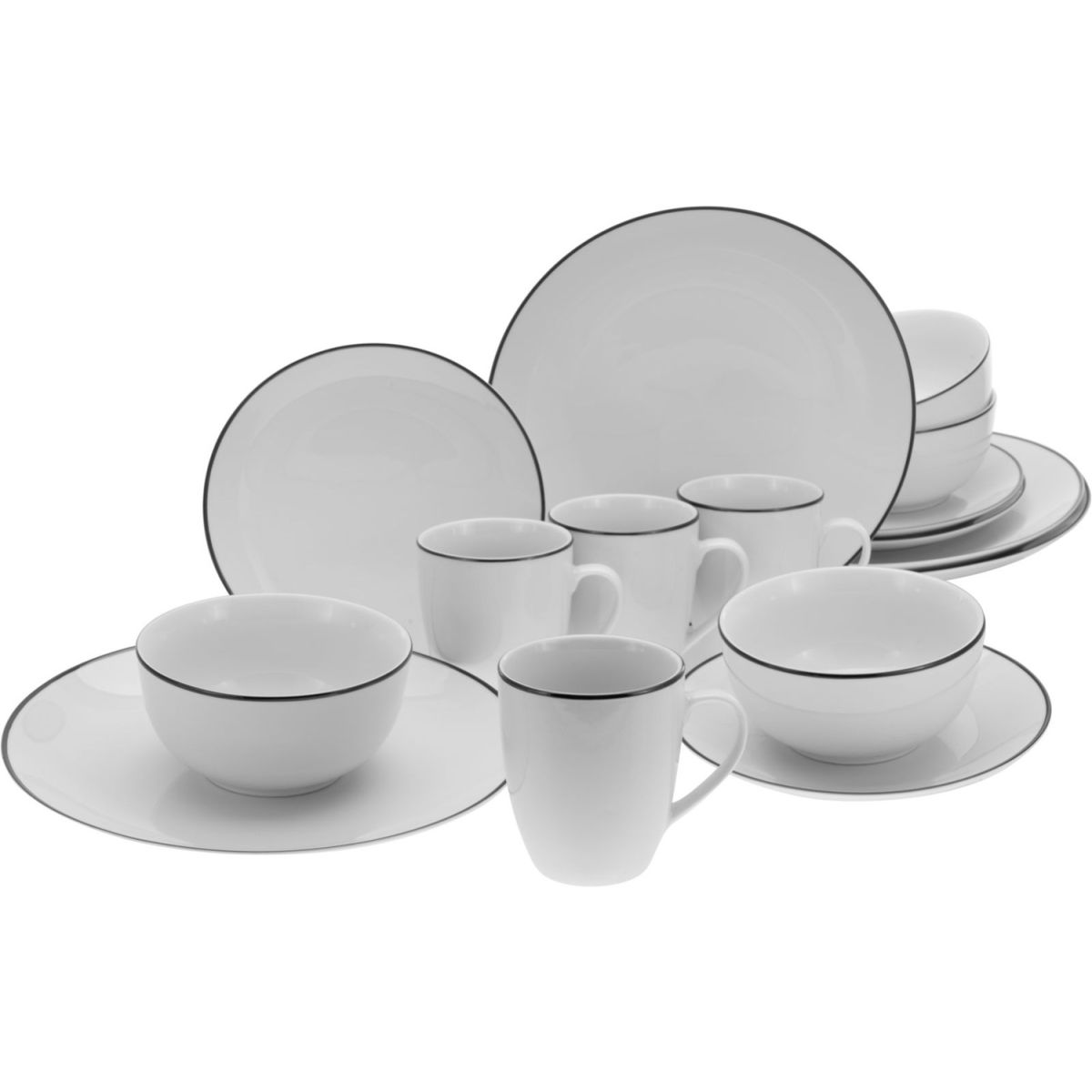 CreaTable LUNA Black Line - Kombiservice 16-tlg; weiß