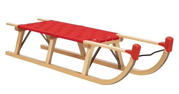Rodelberg® Davos-Schlitten Gurtsitz Rot 125 cm