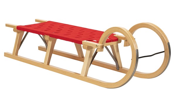 Rodelberg® Hörner-Schlitten Gurtsitz Rot 115 cm