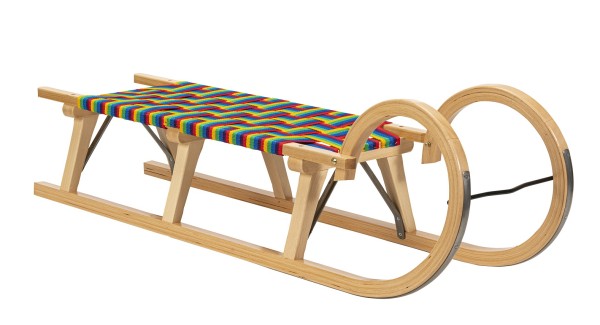 Rodelberg® Hörner-Schlitten Gurtsitz Bunt 115 cm