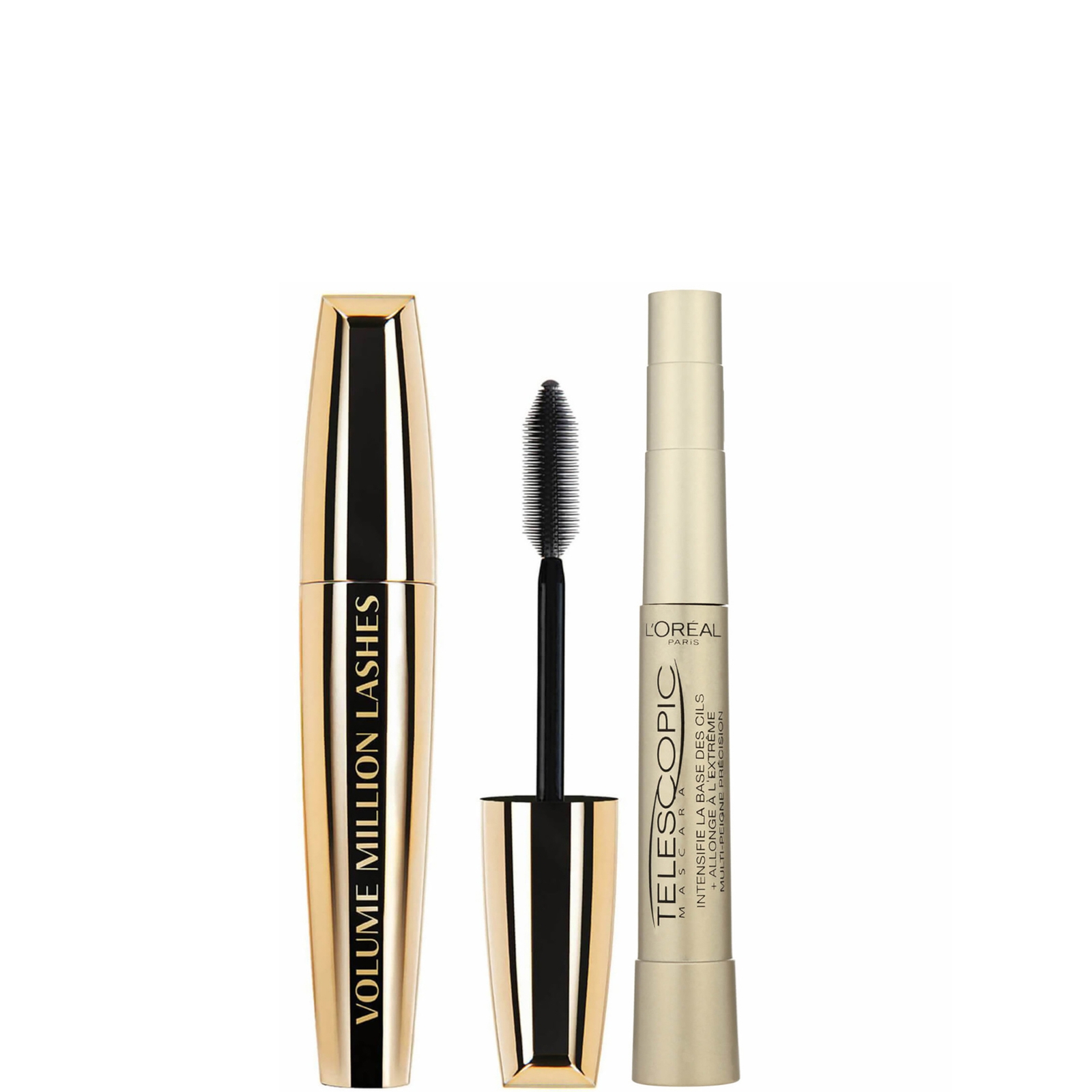 L'Oréal Paris Telescopic Mascara for More Length and Volume and Million Lashes Volume Mascara Bundle