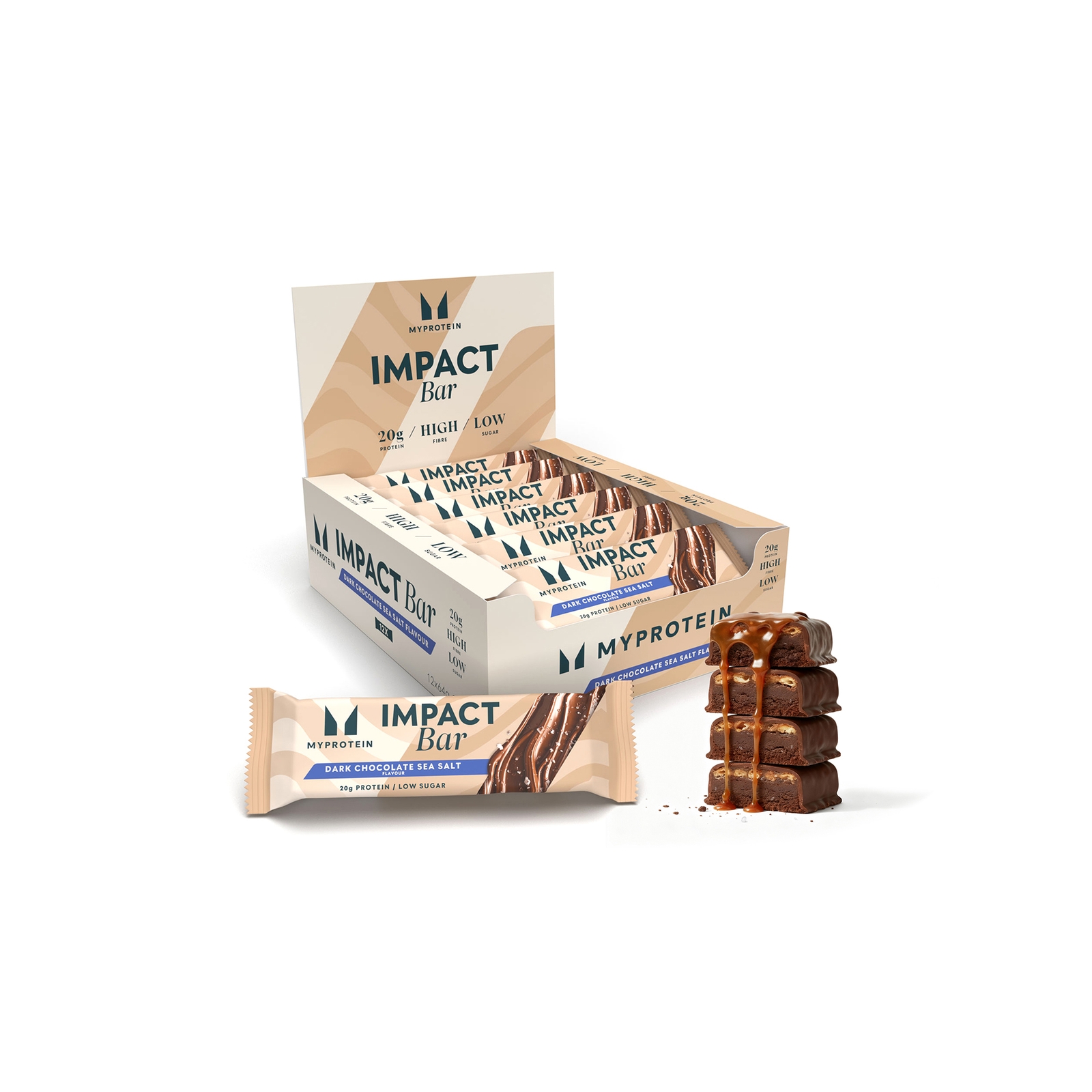 Impact Proteinriegel - 12 x 64g - Dunkle Schokolade und Meersalz