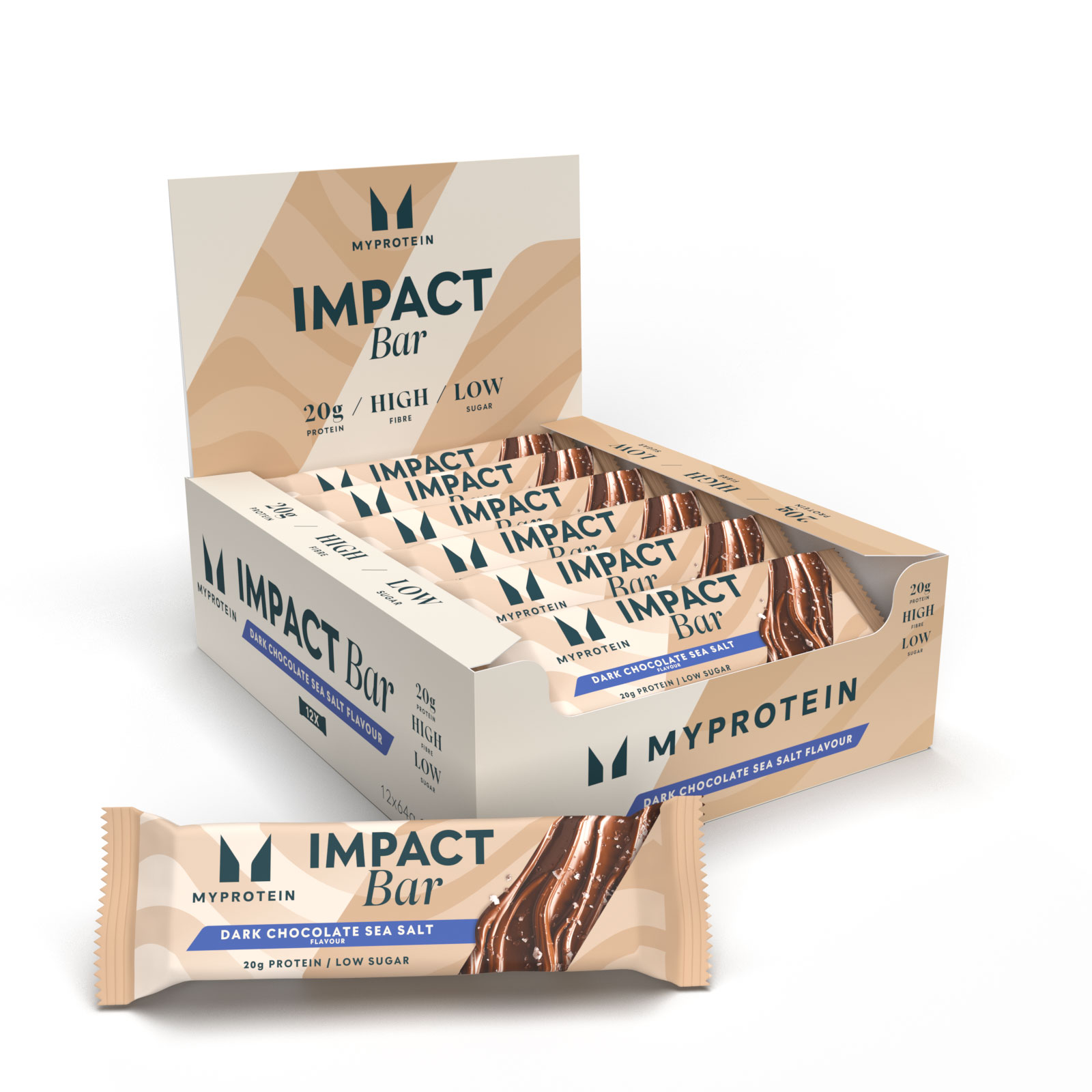Impact Proteinriegel - 12 x 64g - Dunkle Schokolade und Meersalz