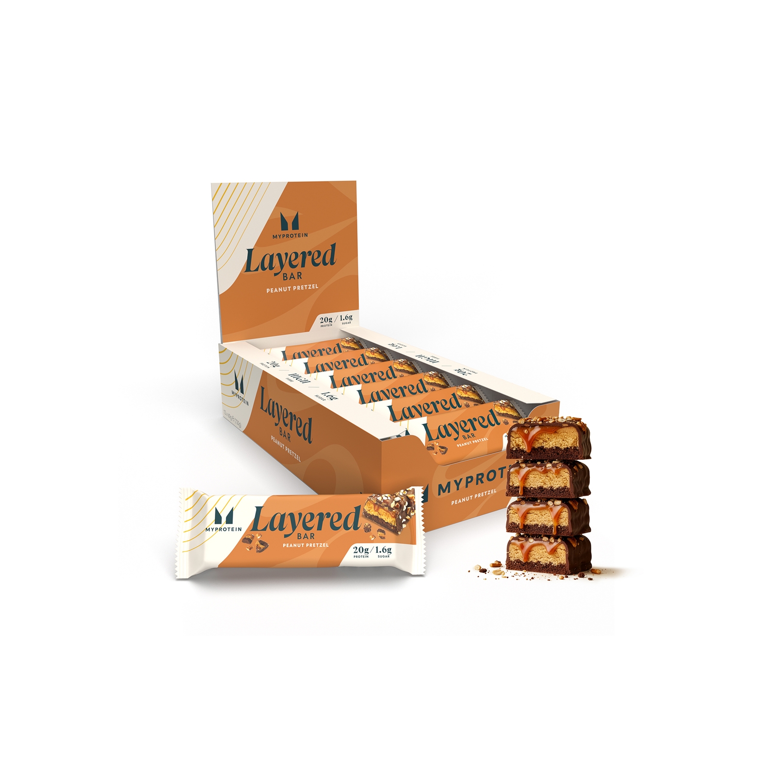 Layered Protein Bar - 12 x 60g - Chocolate Peanut Pretzel
