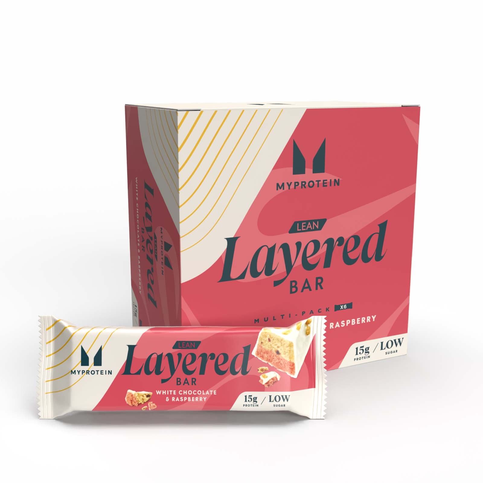 Lean Layered Proteinriegel - 6 x 40g - White Chocolate and Raspberry