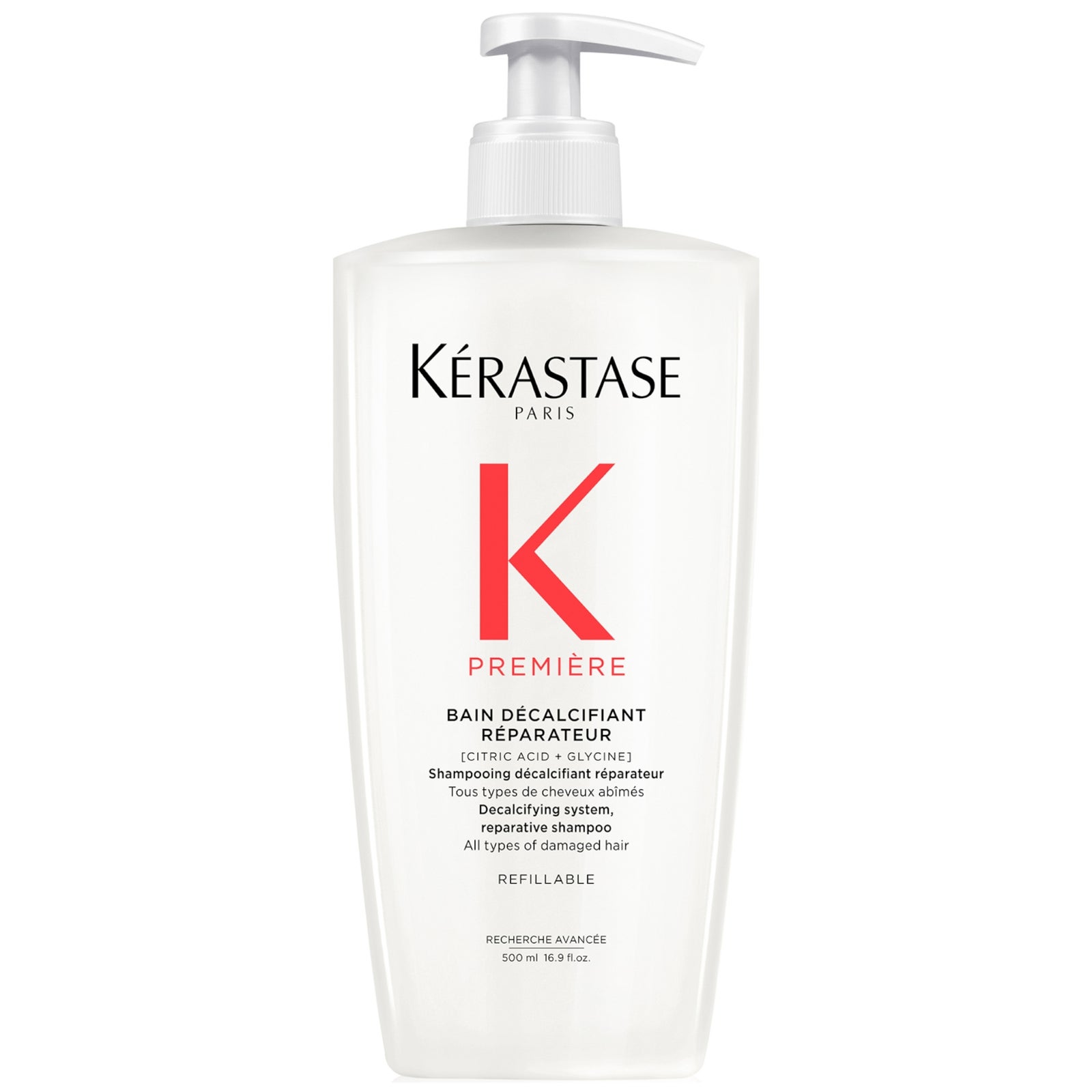 Kérastase Première Shampoo Decalcifying & Repairing Refillable Bottle for Damaged Hair with Pure Citric Acid and Glycine 500ml