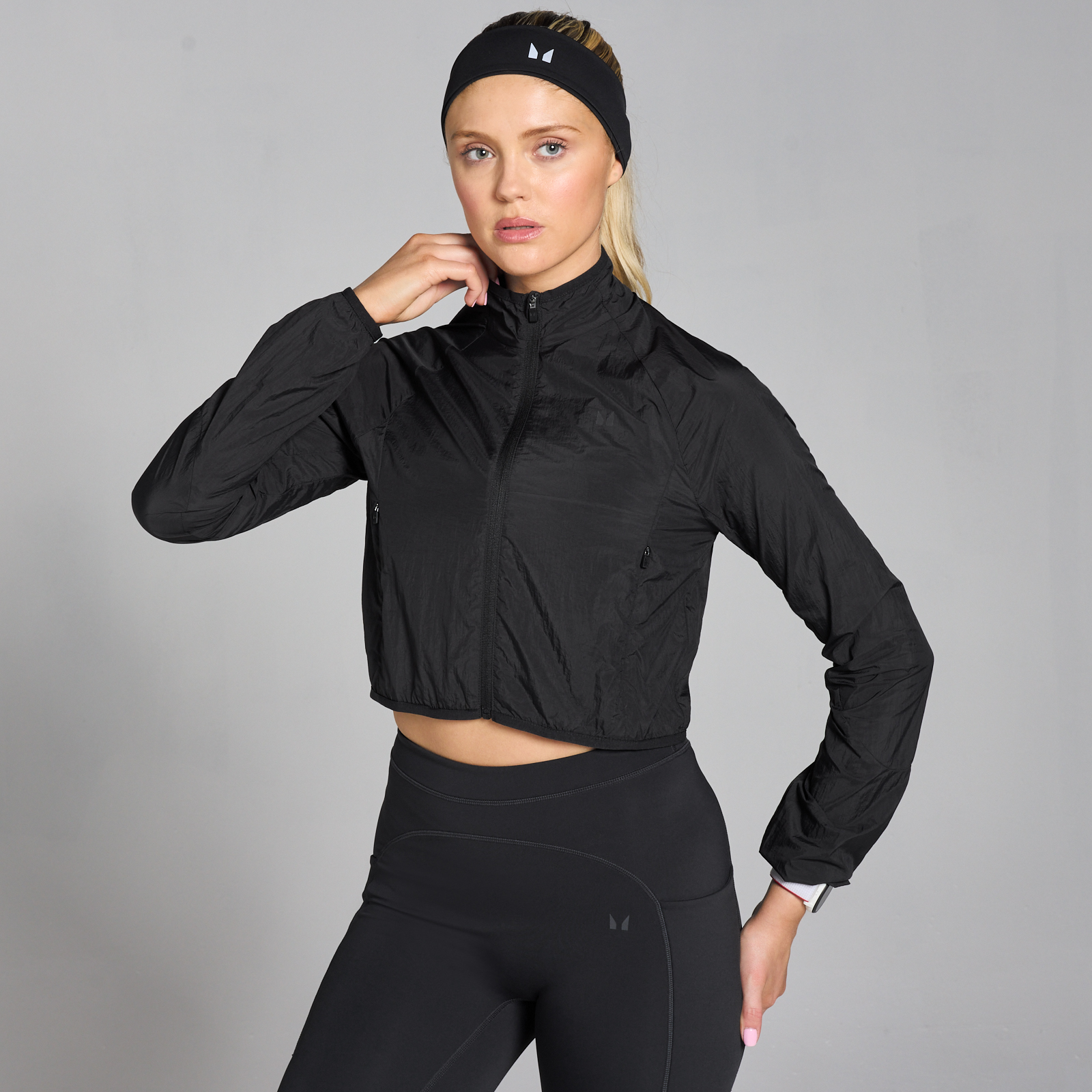 MP Damen Velocity Slim Fit Crop-Windbreaker für Damen – Schwarz - XS