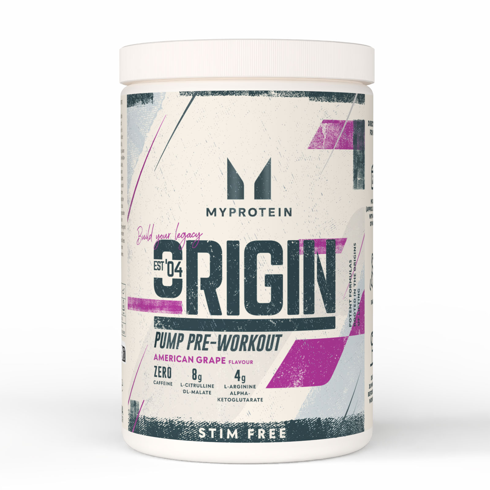 Origin Pump Pre-Workout (Stim-Free) - 600G - 30Portionen - American Grape