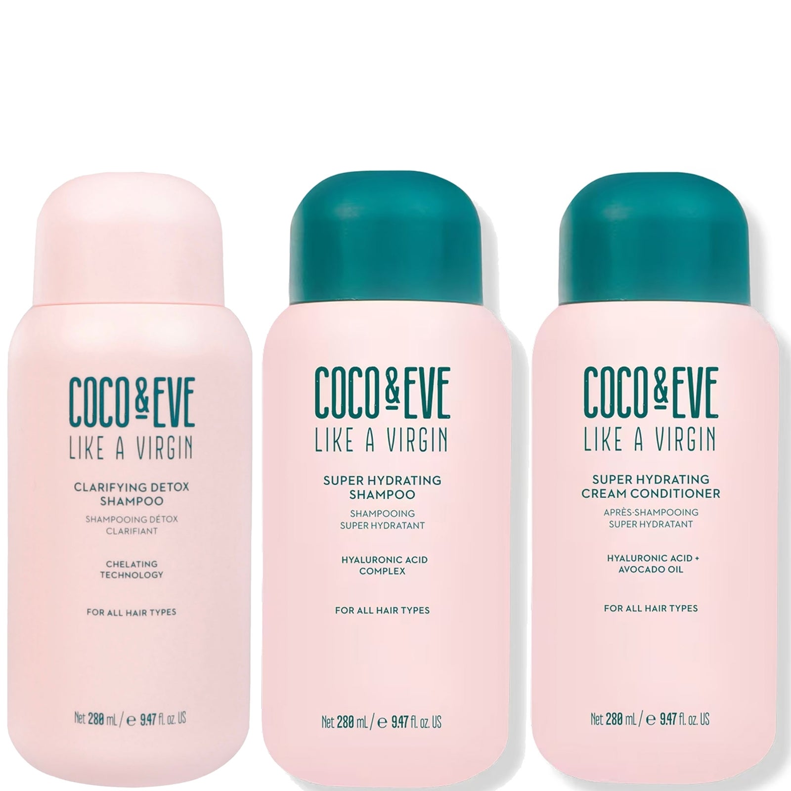 Coco & Eve Clarifying Detox Shampoo, Like a Virgin Shampoo and Like a Virgin Conditioner