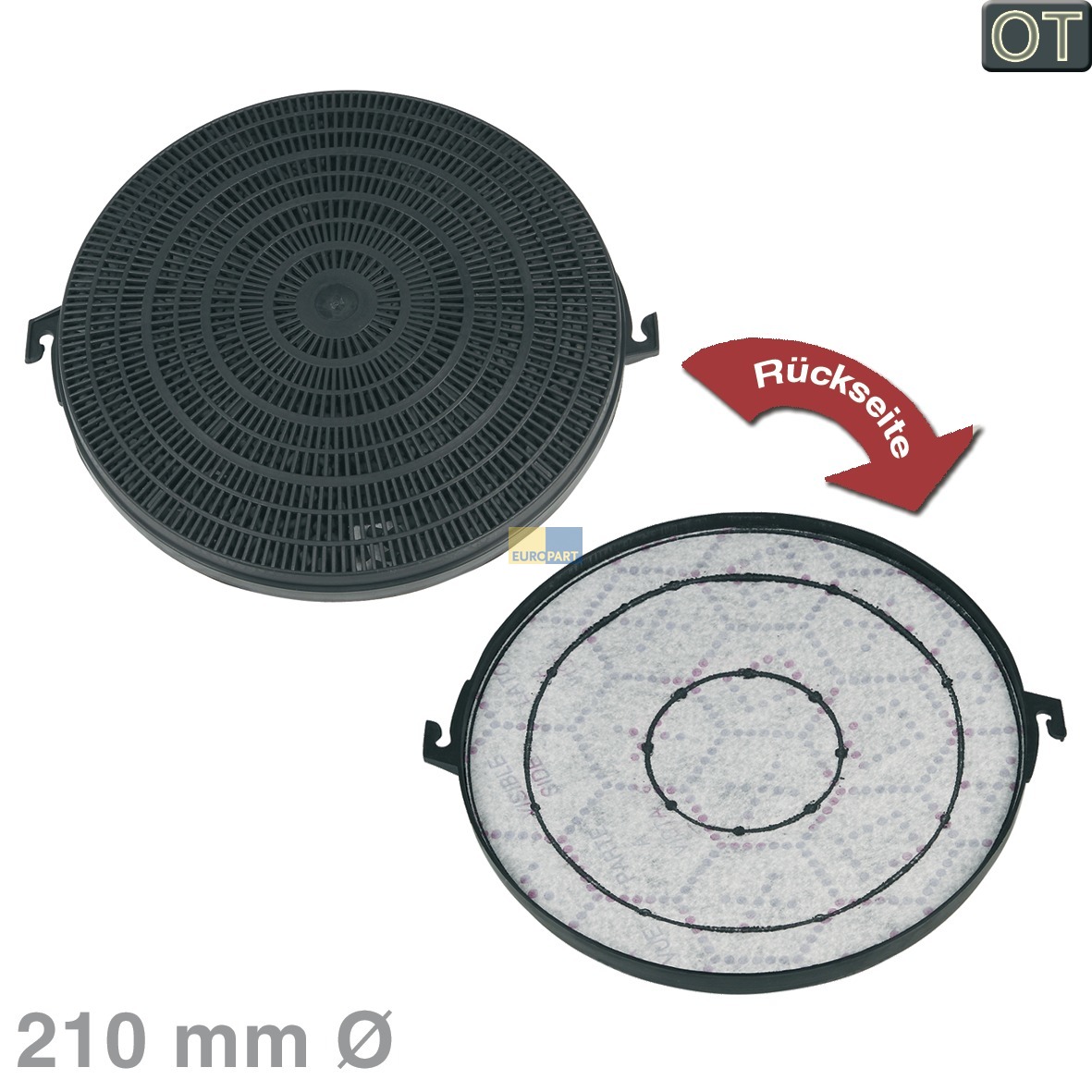 Kohlefilter Mod211 Whirlpool 484000008635 Wpro CHFD211/1 210mm? f?r Dunstabzugshaube 1Stk (EA-484000008635)