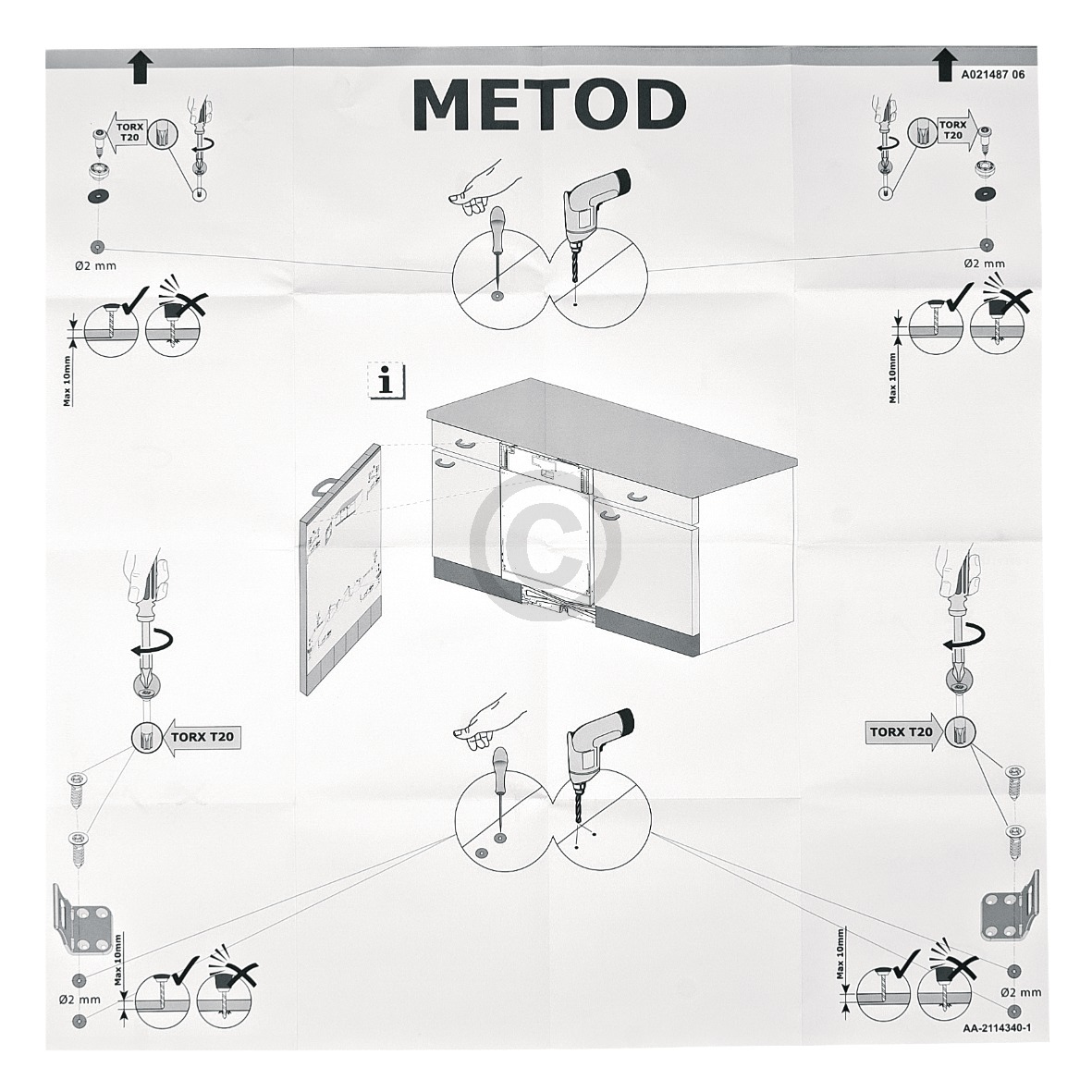 Einbauschablone METOD Whirlpool 140021487032 für IKEA Geschirrspüler (KD-140021487032)