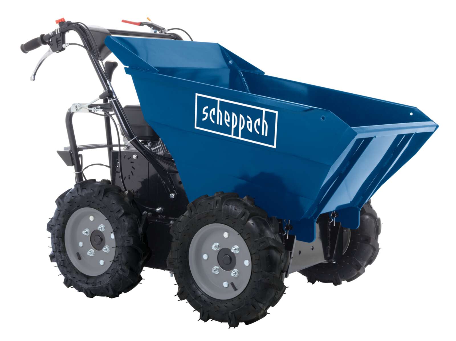 Benzin Dumper DP3000 Scheppach - 5,6PS | 300kg Traglast | 3 Vorwärtsgänge / 1 Rückwärtsgang | Allradantrieb | 125L Kippbehälter