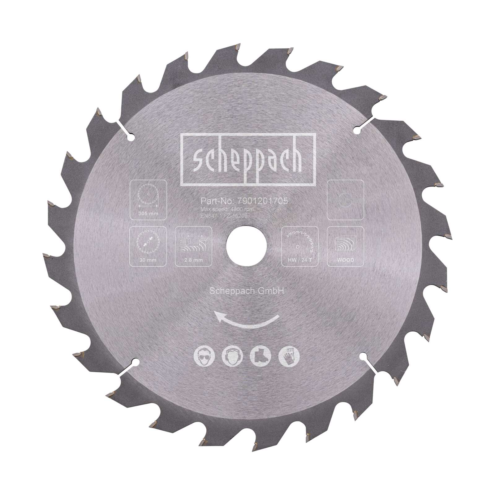 HW Kreissägeblatt Scheppach - Ø 305 x 30 x 2,8 mm | 24 Zähne