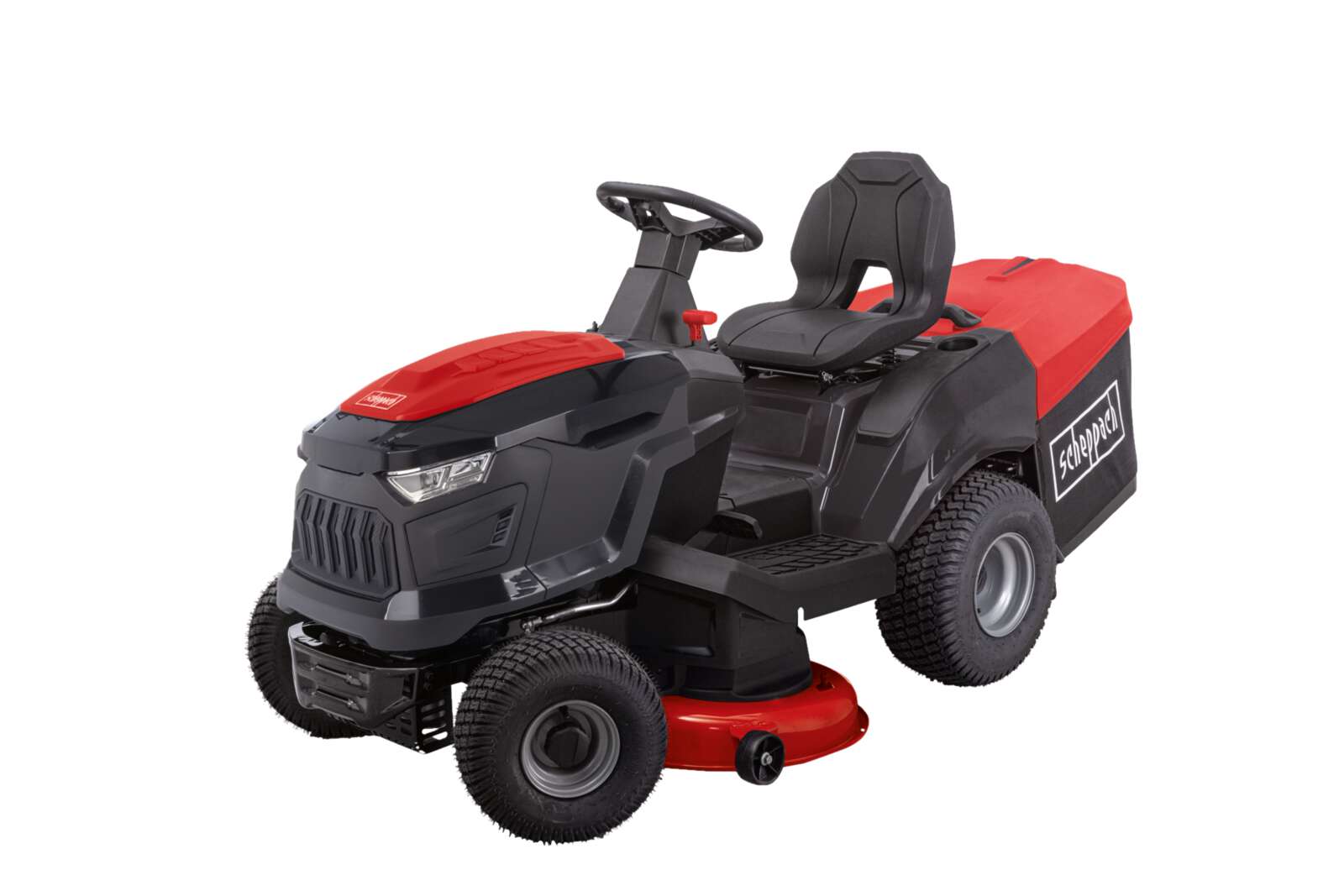 Benzin-Rasentraktor TMR452-98C-RD Scheppach - 12,5PS | 98cm Schnittbreite | 245L Fangbox | LED-Scheinwerfer | 30-90mm Schnitthöhe