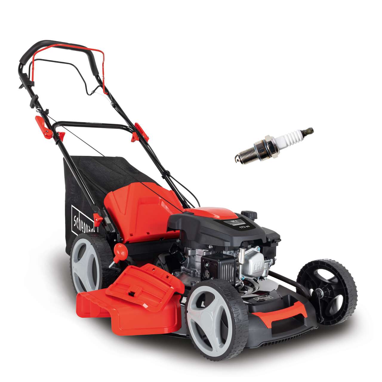 Benzin Rasenmäher MS173-51SE Scheppach - 4.5PS | 51cm Schnittbreite | 7 Schnitthöhen | 65L Fangbox