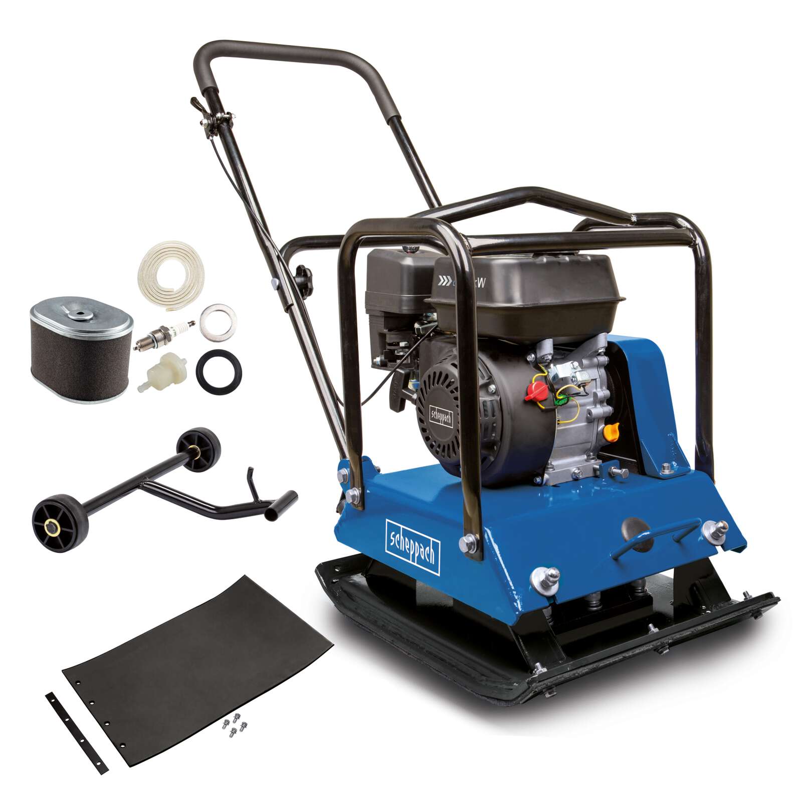 Scheppach Benzin Rüttelplatte HP2000S - 25 kN | 6.5PS | 104 kg | 35cm Verdichtungstiefe| Wartungskit