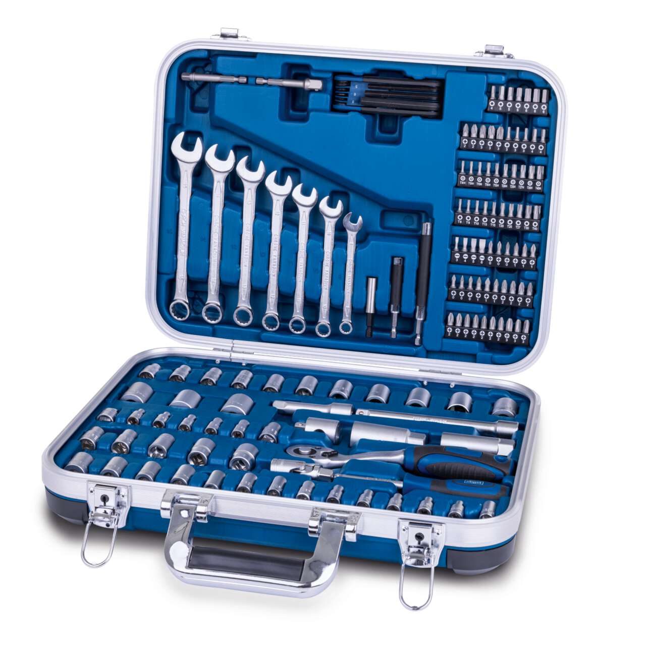Werkzeugkoffer TB170 Scheppach - 135-tlg Werkzeug Set | Werkzeugkiste gefüllt | Steckschlüsselsatz