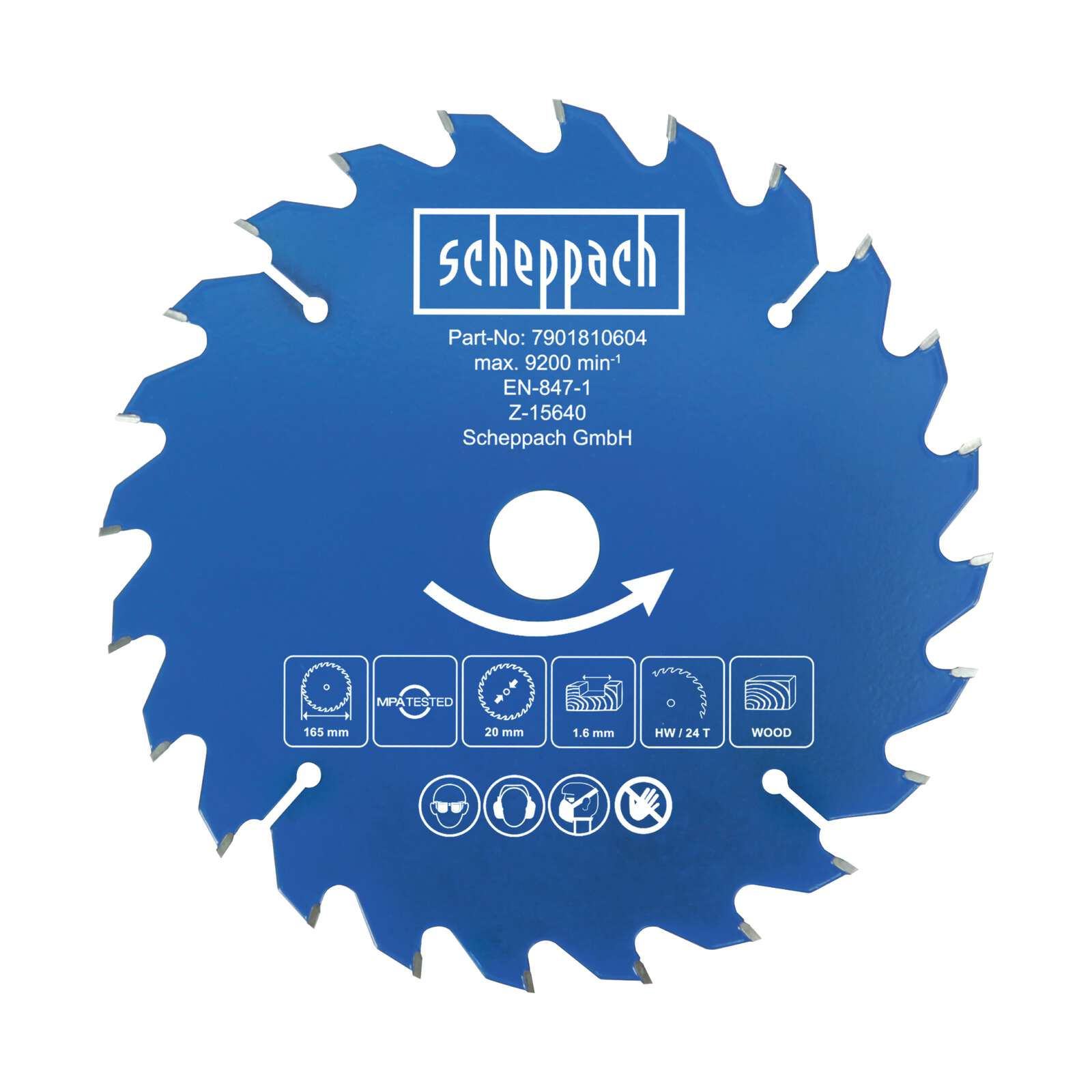 HW Kreissägeblatt Scheppach - Ø165 x 20 x 1 x 1,6 mm | 24 Zähne