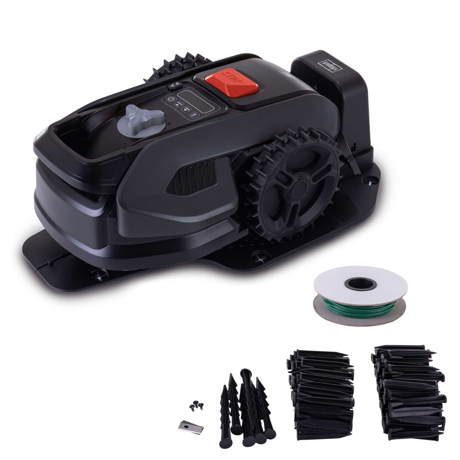 Mähroboter RRMA300 Scheppach Black - Schnittbreite 16cm | 300m² Flächenleistung | Regensensor | Kantenmähen