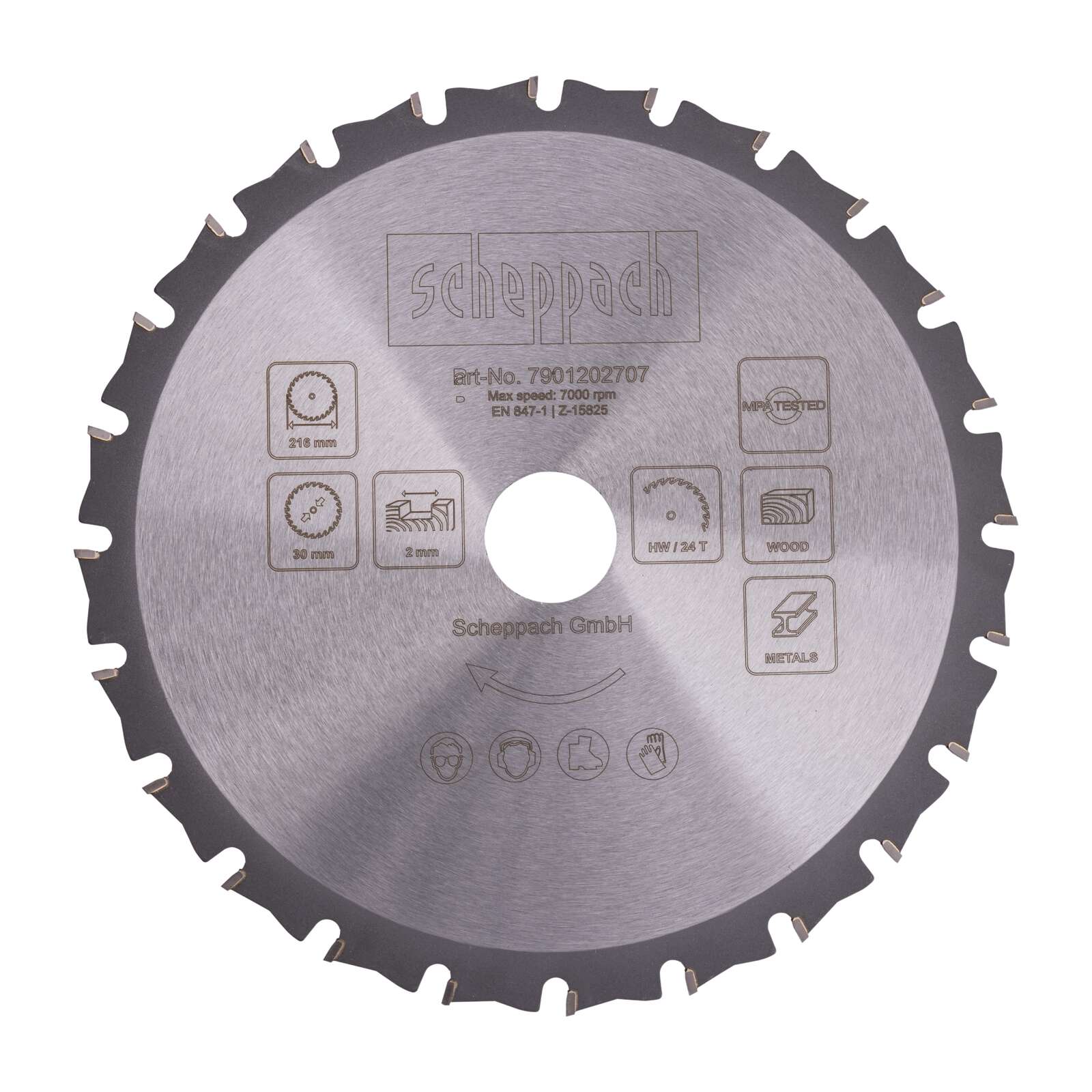 HW Kreissägeblatt Scheppach - ⌀ 216 x 30 x 2,0 mm | 24 Zähne