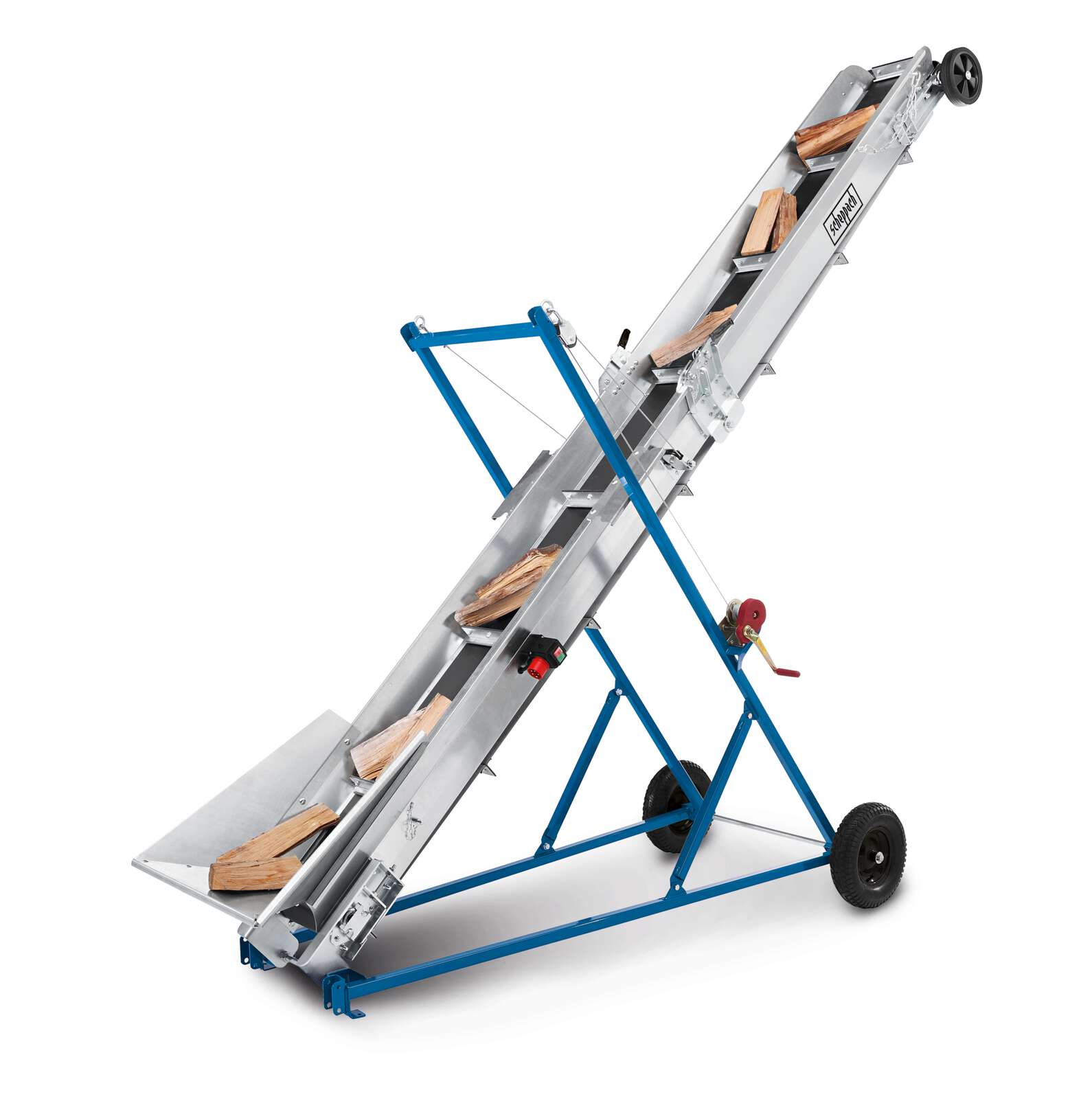 Förderband Muli 4500 scheppach - 400V 50Hz 1100W | 3500mm Förderhöhe | 4500mm Förderlänge