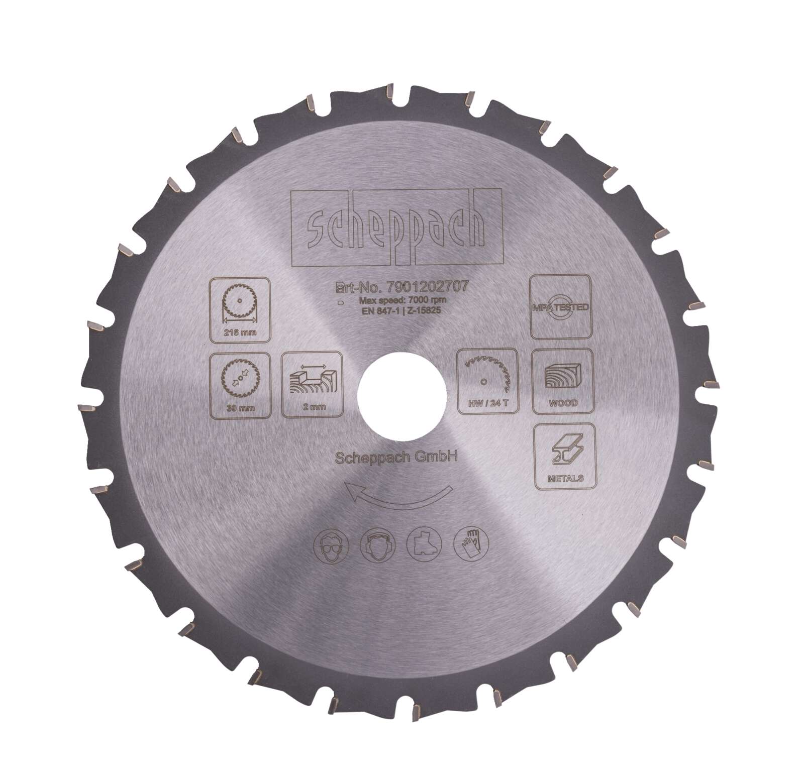 HW Kreissägeblatt Scheppach - ⌀ 216 x 30 x 2,0 mm | 24 Zähne