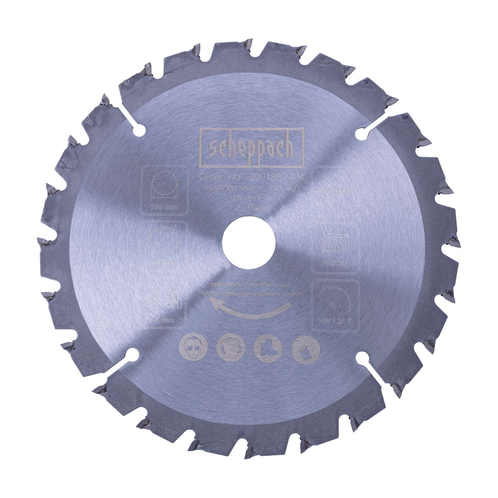 HW Kreissägeblatt Scheppach - Ø160 x 20 x 2,4 mm | 24 Zähne