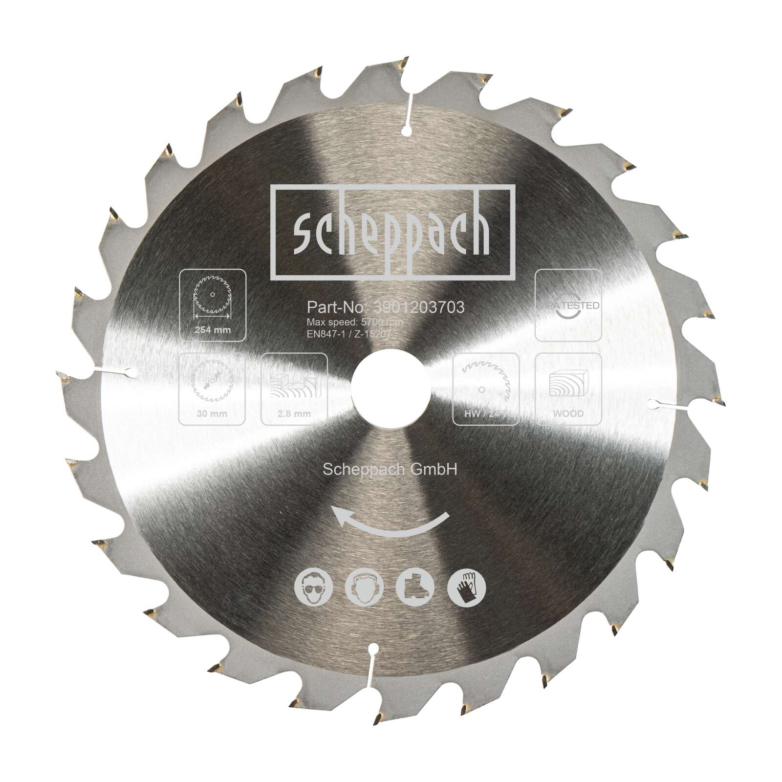 HW Kreissägeblatt Scheppach - Ø 254 x 30 x 2,8 mm | 24 Zähne