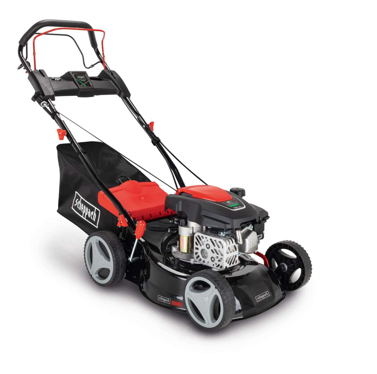 Benzin Rasenmäher MS150-42E SE Scheppach - 3,7 PS | 42cm Schnittbreite | E-Start | Radantrieb | inkl. Akku & Ladegerät