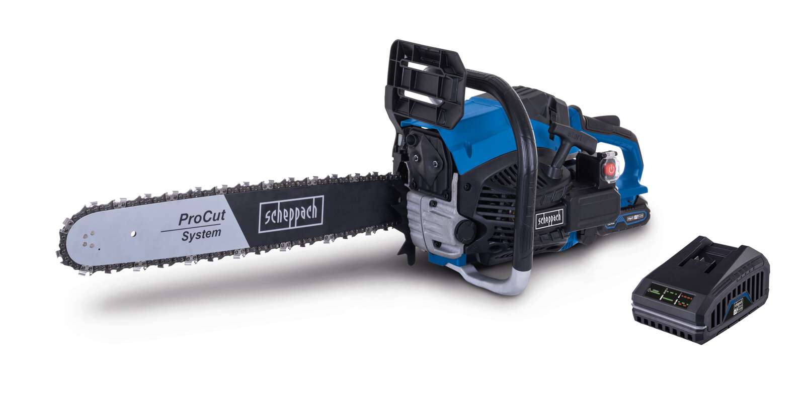 Benzin-Kettensäge PCS56E Scheppach - 3,1 PS / 2,3 kW 2-Takt-Benzinmotor | 20' / 51 cm ProCut-Schwert und -Kette