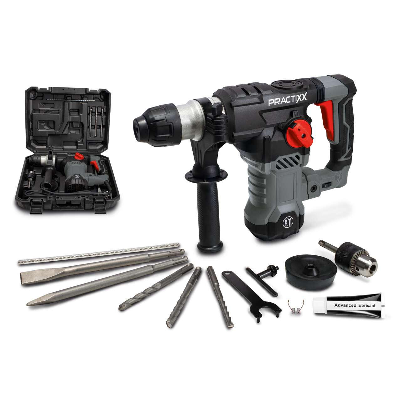 Bohrhammer PX-BH-7V Practixx - 7J | Vario-Speed | 1500W | SDS-Plus | inkl. Koffer, Bohrer & Zubehör