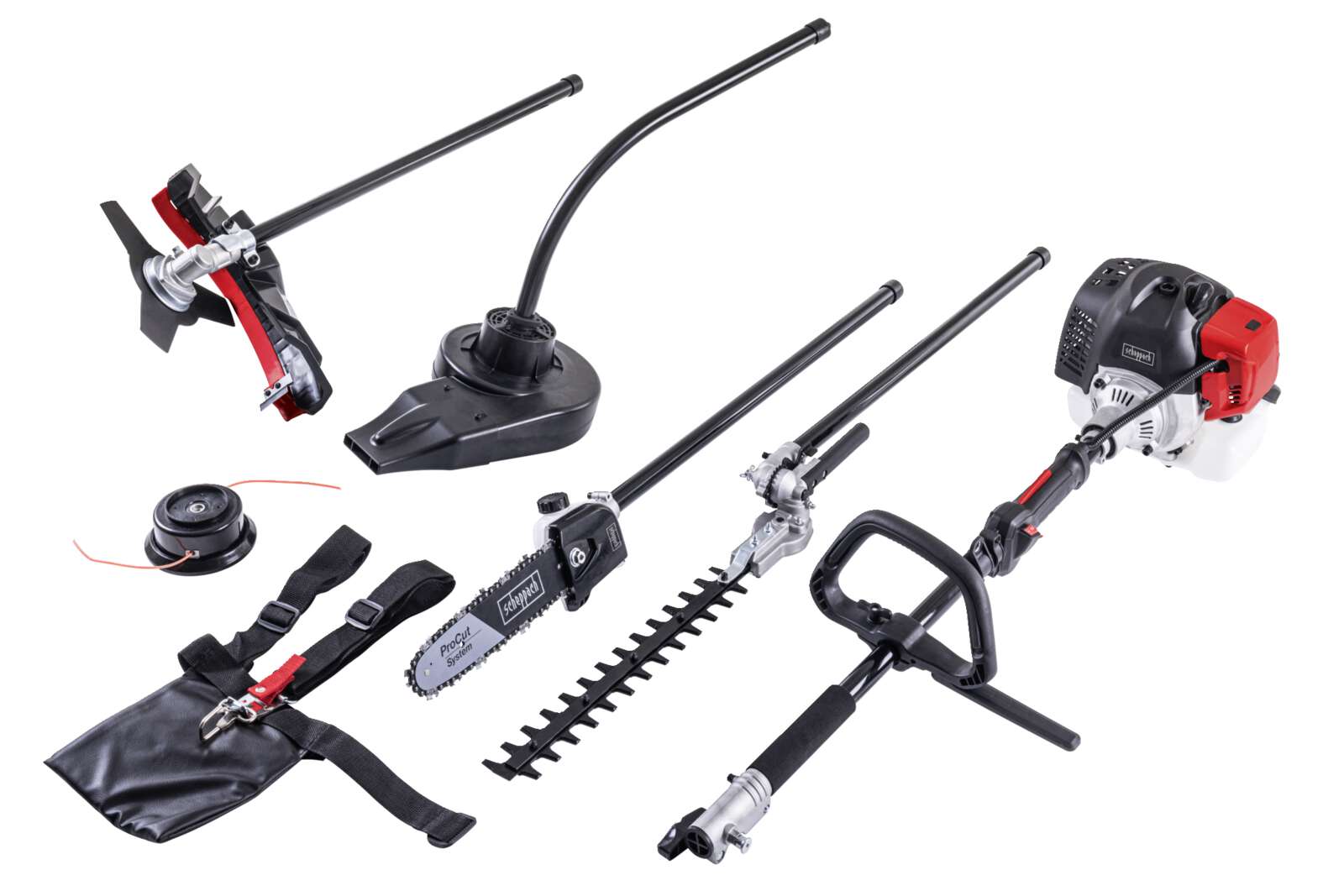 Benzin Multigartengerät MTC42-5P Scheppach - 1,5 PS 2-Takt-Benzinmotor | Seilzugstarter | 5in1-Funktion