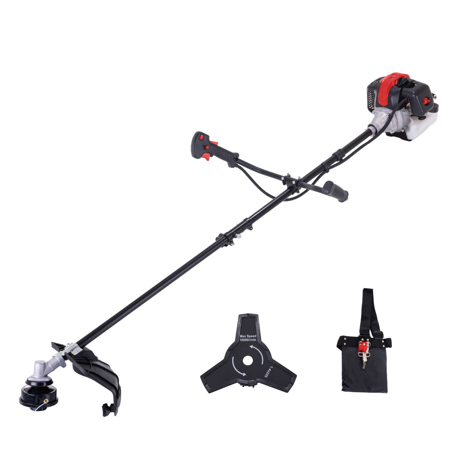 Benzin-Freischneider PBC330 Scheppach - 0,9 kW | 1,21 PS 2-Takt-Benzinmotor | Seilzugstarter | Motorsense & Rasentrimmer