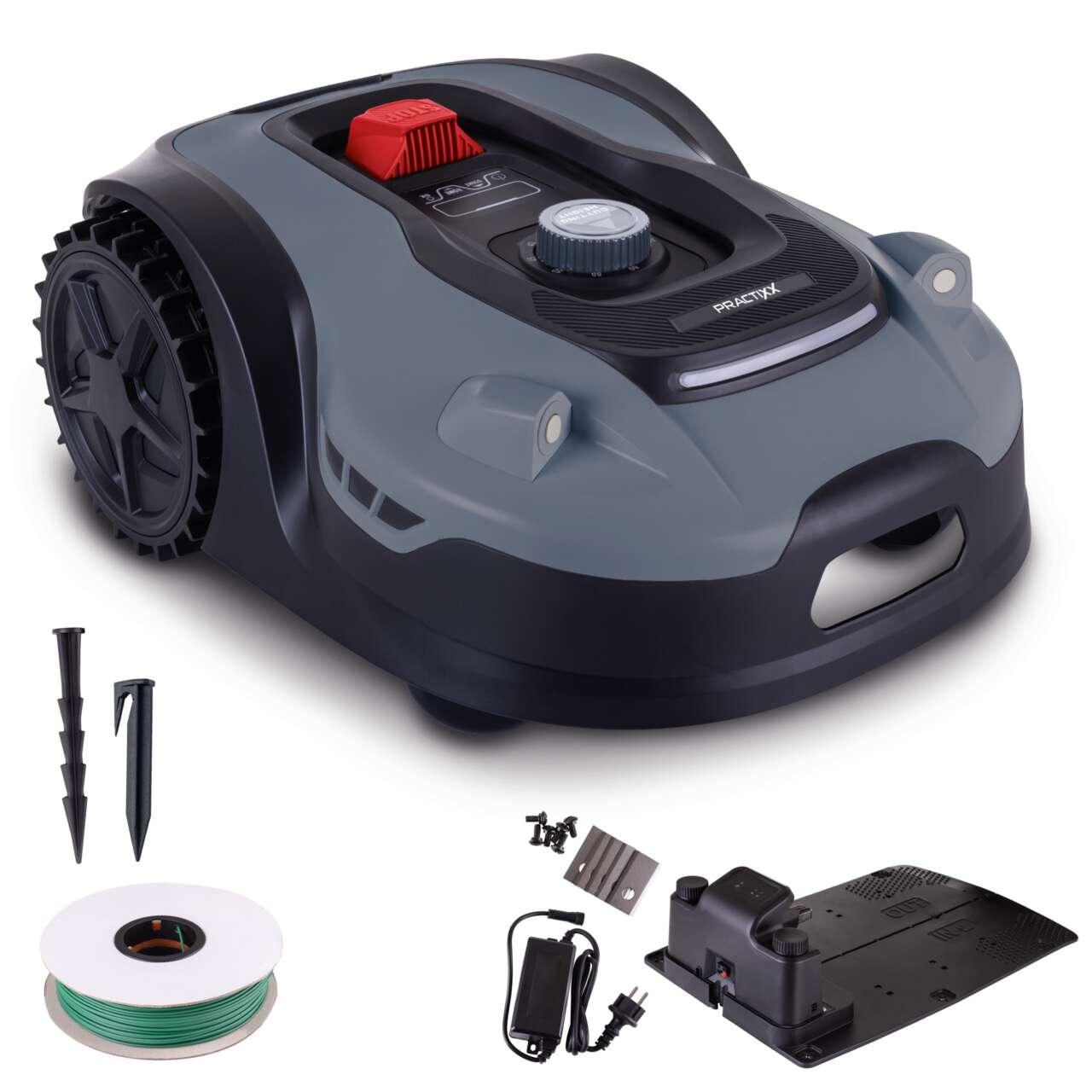 Mähroboter PX-RRM-2000Wi Practixx - 2000 qm² | 22cm Schnittbreite | 20-60 mm Schnitthöhe | Wifi & BT