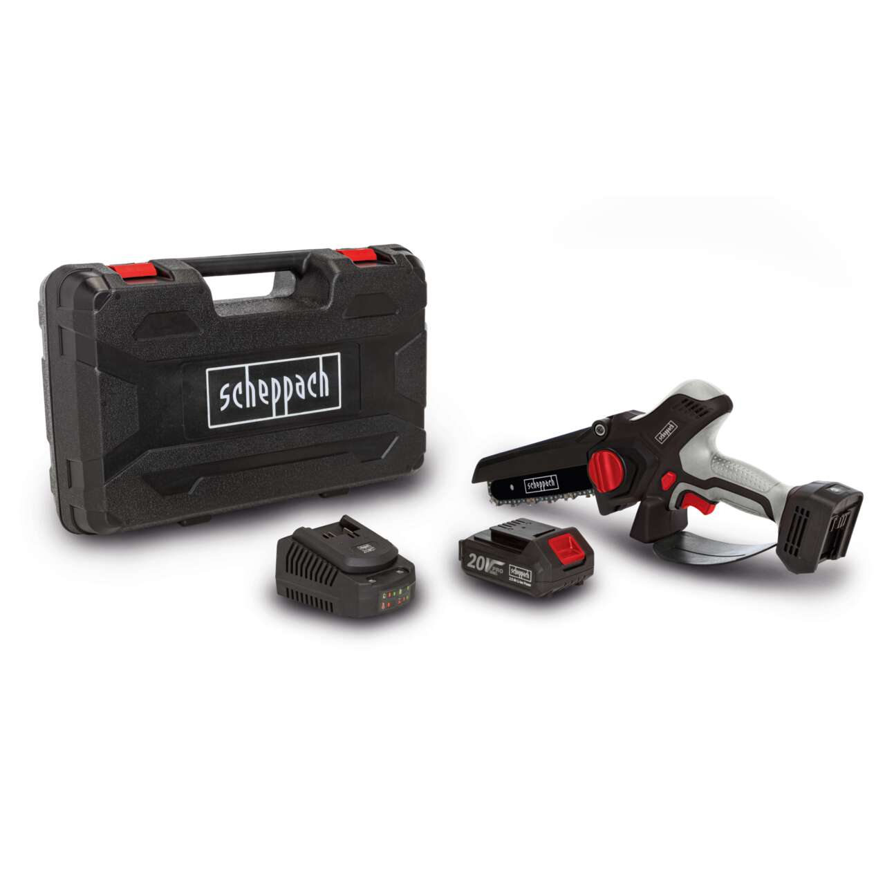Akku-Gehölzschneider CBS260-20Li Scheppach - 130mm Schwert | inkl. Akku & Ladegerät & Koffer