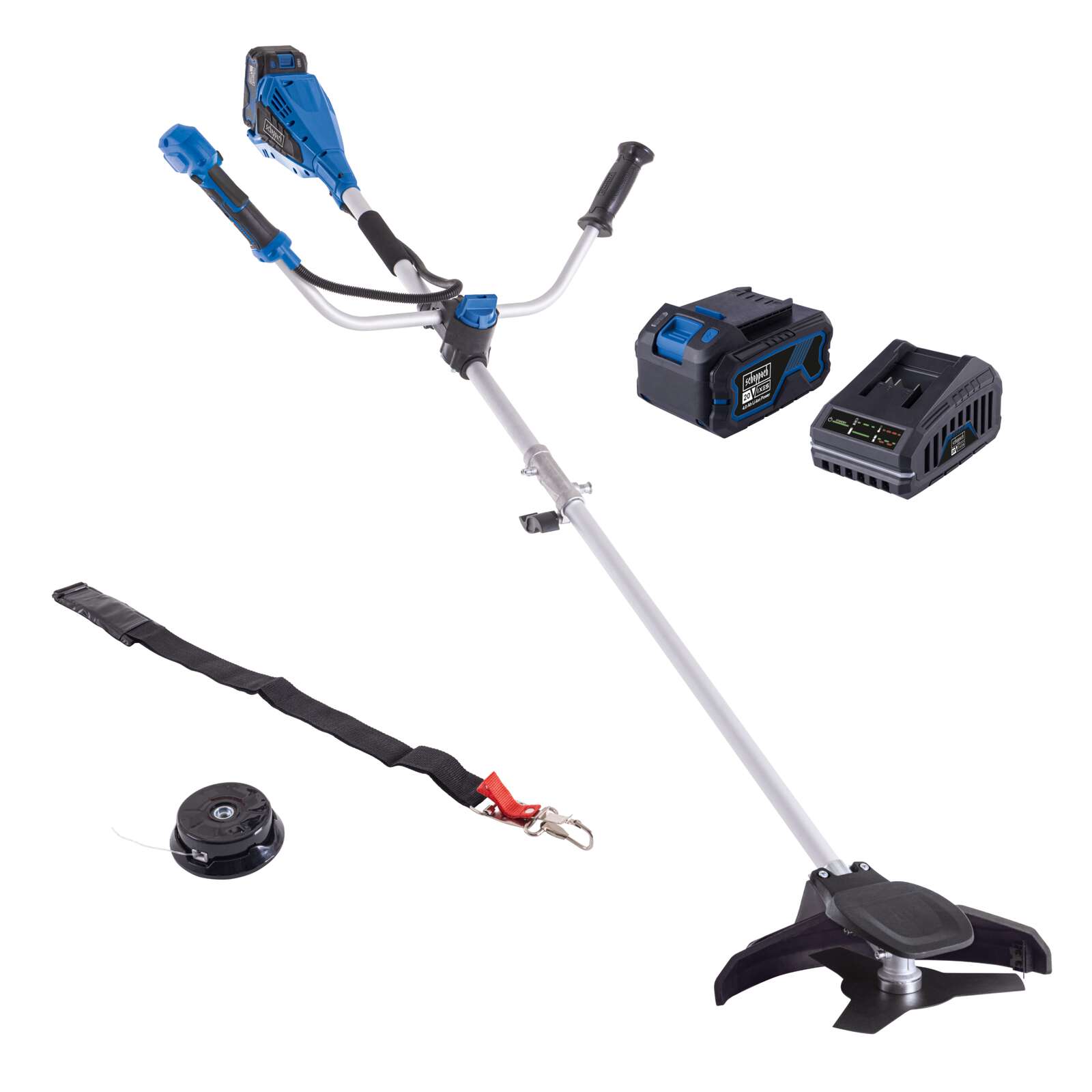 Akku Freischneider Rasentrimmer BC-BCH330 Scheppach - 20V | 330mm Schnittbreite Rasentrimmer | 255mm Schnittbreite Motorsense | Trageriemen & Spule