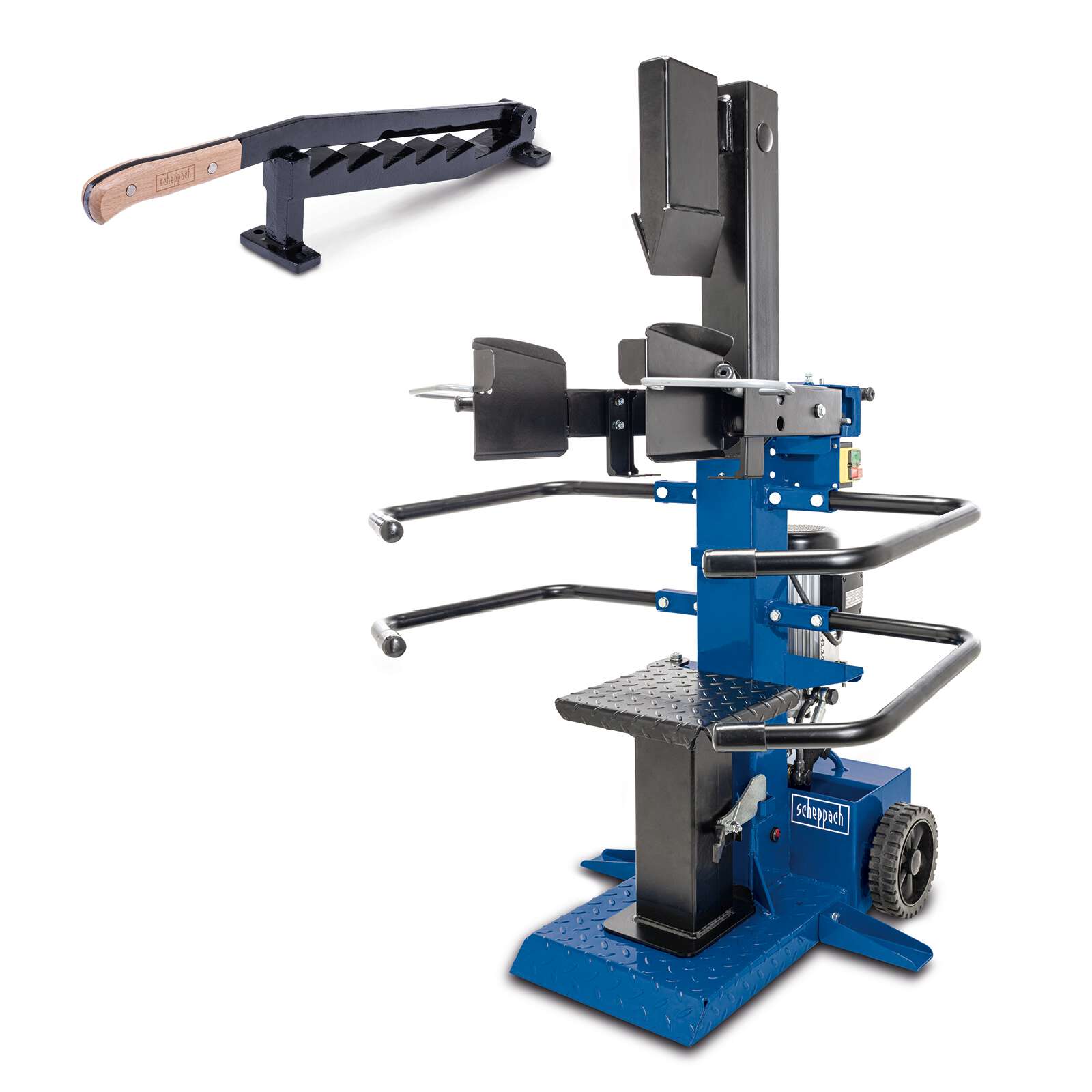 Holzspalter stehend Compact 8t scheppach - 400V | 7,95t | 3500W | Meterholzspalter 1070mm x 350mm | inkl. Spanmesser